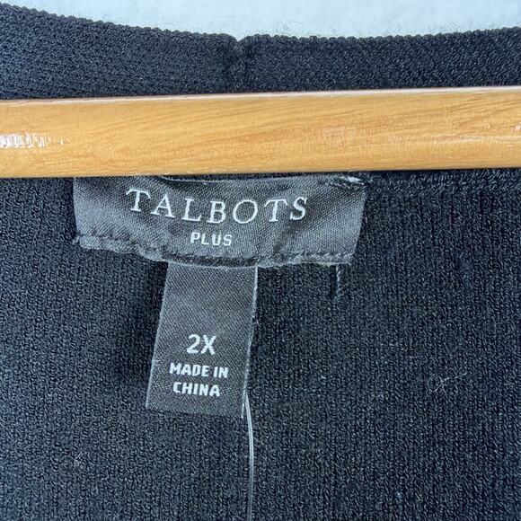 Talbots womens 2X sheer sleeves designer cocktail party Sweater Top Black NWT - Picture 8 of 13